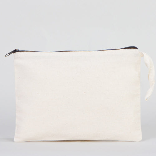 Plain Cotton Clutch Bag – 10"x7" Natural Zipper Pouch (Unprinted) - Pamusan.com