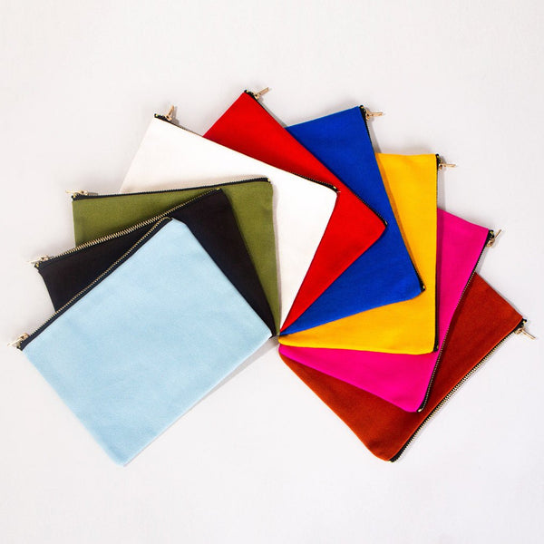 Plain Green Cotton Clutch Bag – 8"x6" Reusable Cosmetic Pouch - Pamusan.com