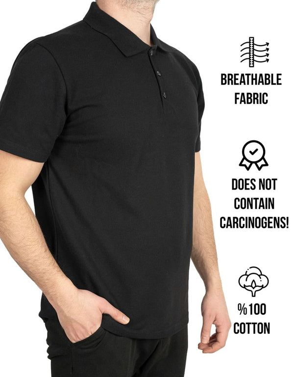 Polo Collar Black T-Shirt - Digital Print - Pamusan.com