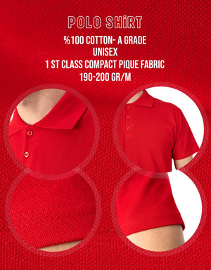 Polo Collar Red T-Shirt - Digital Print - Pamusan.com