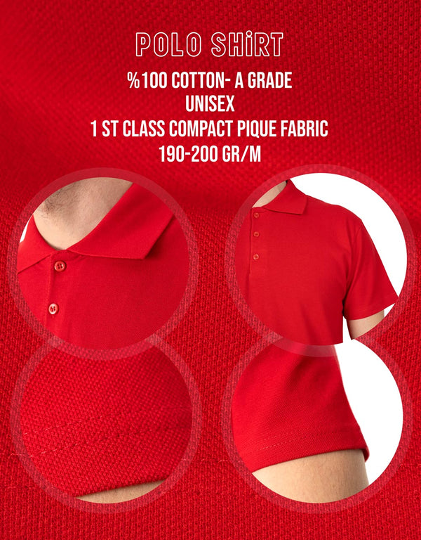 Polo Collar Red T-Shirt - Digital Print - Pamusan.com