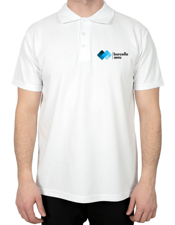 Polo Collar White T-Shirt - Digital Print - Pamusan.com