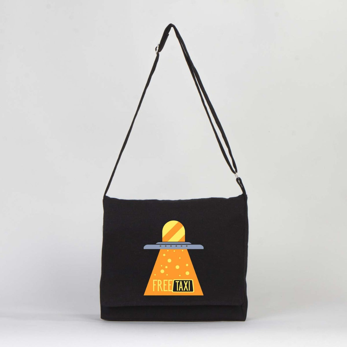 Canvas  Black Messenger Bag  14"W x 11"H x 3"L (34 cm x 27 cm x 8 cm)  - Customize