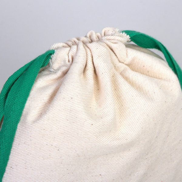 Fabric Pouch 6" W x 8" H (15.5 cm x 20 cm) - Green Handle (Customize) - Pamusan.com