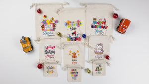 Party Bags For First Birthday,  6"W x 8"H (15.5 cm x 20 cm) Happy Birthday Custom Name Bags, Personalized Animal Print, Custom Birthday Favor Bag