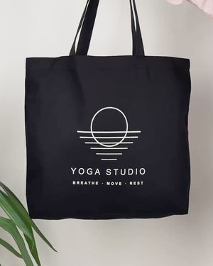 Black Custom Canvas Tote Bag 19x16x4 – Personalized Cotton Promotional & Beach Bag