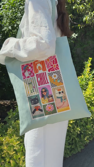 Custom Cotton Tote Bag – 14" x 16" (35 × 40 cm) Mint Green - 6 oz