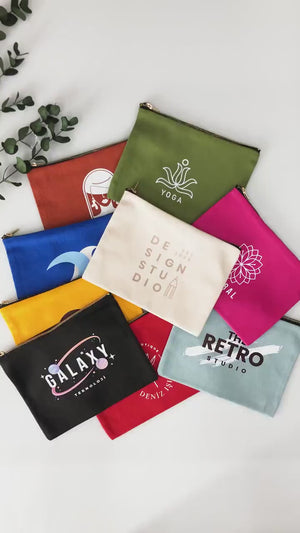 Custom Printed Colorful Makeup Bag - 8"W x 6"H Cosmetic Clutch Bag, Bridesmaid Cosmetic Bag