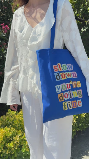 Custom Printed Cotton Tote Bag – Blue – 14" × 16" (35 × 40 cm) – 6 oz