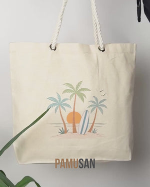 Custom Large Canvas Tote Bag with Logo & Zippered Pocket – 19"x16"x4"