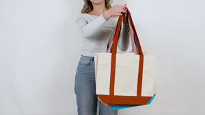 Large Canvas Tote Bag with Burgundy Handles – Sustainable & Heavy Duty Canvas Bag