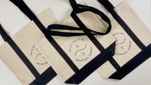 Large Trend Canvas Shopping Bag with Black Handle, 16"W x 14"H x 5"L, Large Tote Bag 12 Oz, Personalized