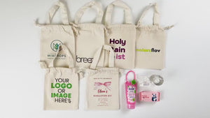 Custom Favor Bags  6"W x 8"H  (15,5 cm x 20 cm) Party Favor Bags Muslin Bags  Drawstring & Handle  Party Favor Bags , Cotton Gift bags