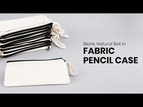 Fabric Pencil Case – 8"x4" Blank Natural Cotton Zippered Pouch