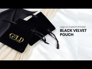 Personalized Velvet Rose Drawstring Pouch – Black – 4" × 5" (10 × 13 cm)