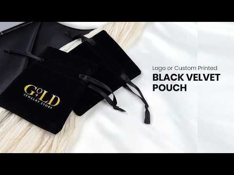 Personalized Velvet Rose Drawstring Pouch – Black – 4" × 5" (10 × 13 cm)