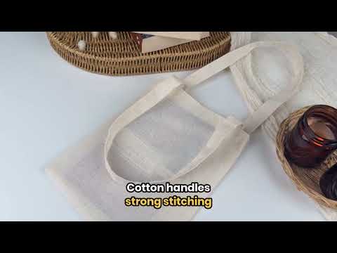 Small Cotton Tote Bag – 8" × 10" (20 × 25 cm) –  Natural Book Bag