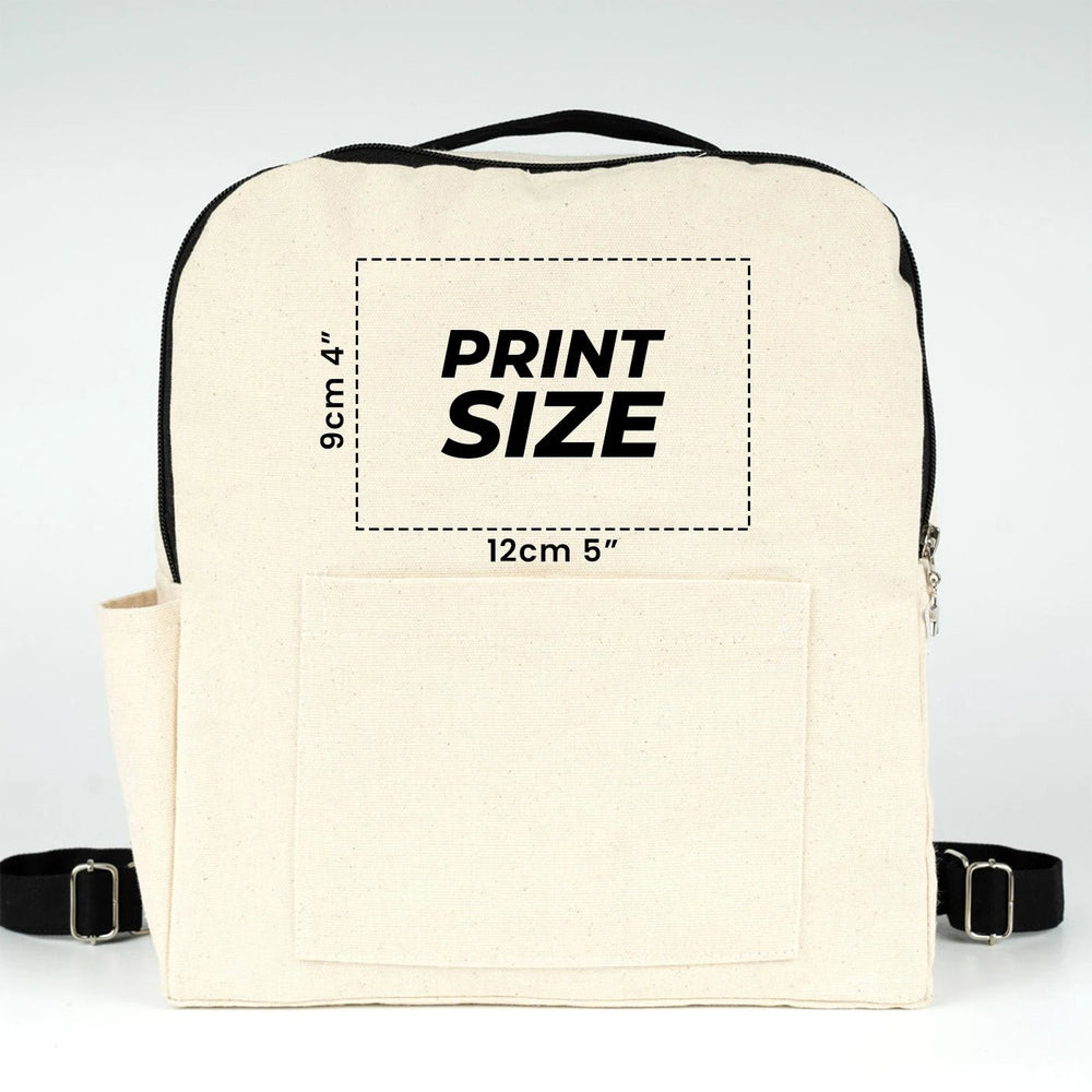 Printed Black VIP Canvas Backpack – 10" × 13" (25 × 32 cm), 10 oz - Pamusan.com