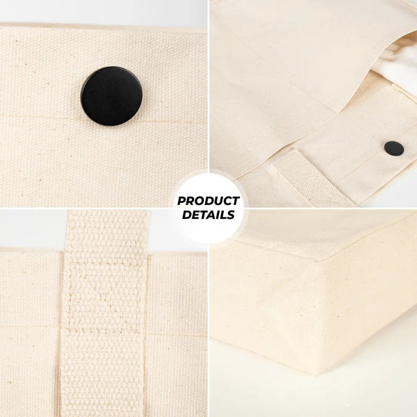 Printed Canvas LUX Tote Bag – Snap Button & Front Pockets – 18" × 16" × 4" (35 × 40 × 10 cm), Thick 10 oz Cotton - Pamusan.com