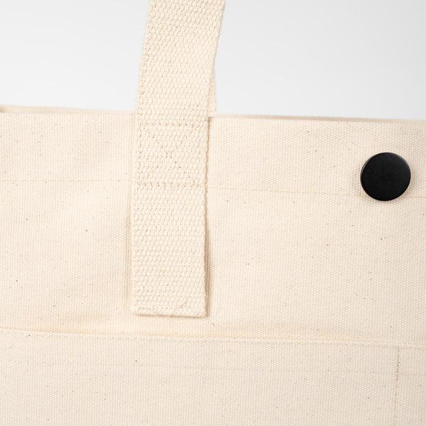 Printed Canvas LUX Tote Bag – Snap Button & Front Pockets – 18" × 16" × 4" (35 × 40 × 10 cm), Thick 10 oz Cotton - Pamusan.com