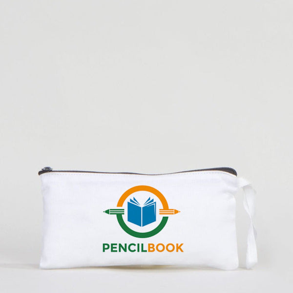 Fabric Pencil Case  8" W x 4" H (21x10 cm)  - White Color (Customize)