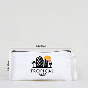 Fabric Pencil Case  8" W x 4" H (21x10 cm)  - White Color (Customize)