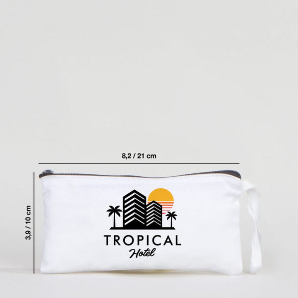 Fabric Pencil Case  8" W x 4" H (21x10 cm)  - White Color (Customize)