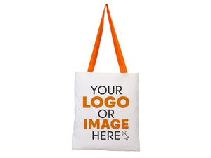 Printed Tote Bags with Orange Handles – 14"x16" Custom Cotton Logo Bags - Pamusan.com