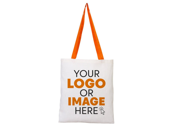 Printed Tote Bags with Orange Handles – 14"x16" Custom Cotton Logo Bags - Pamusan.com