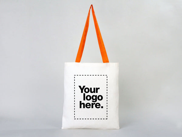 Printed Tote Bags with Orange Handles – 14"x16" Custom Cotton Logo Bags - Pamusan.com