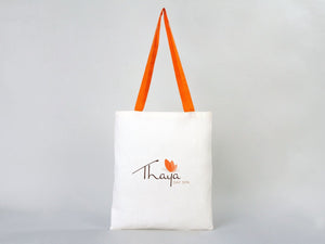 Printed Tote Bags with Orange Handles – 14"x16" Custom Cotton Logo Bags - Pamusan.com