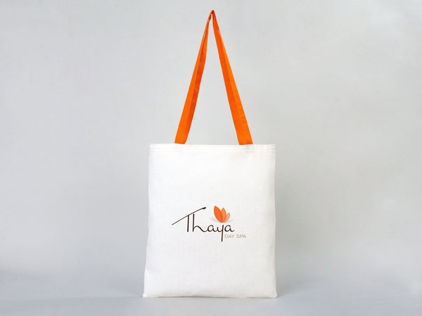 Printed Tote Bags with Orange Handles – 14"x16" Custom Cotton Logo Bags - Pamusan.com