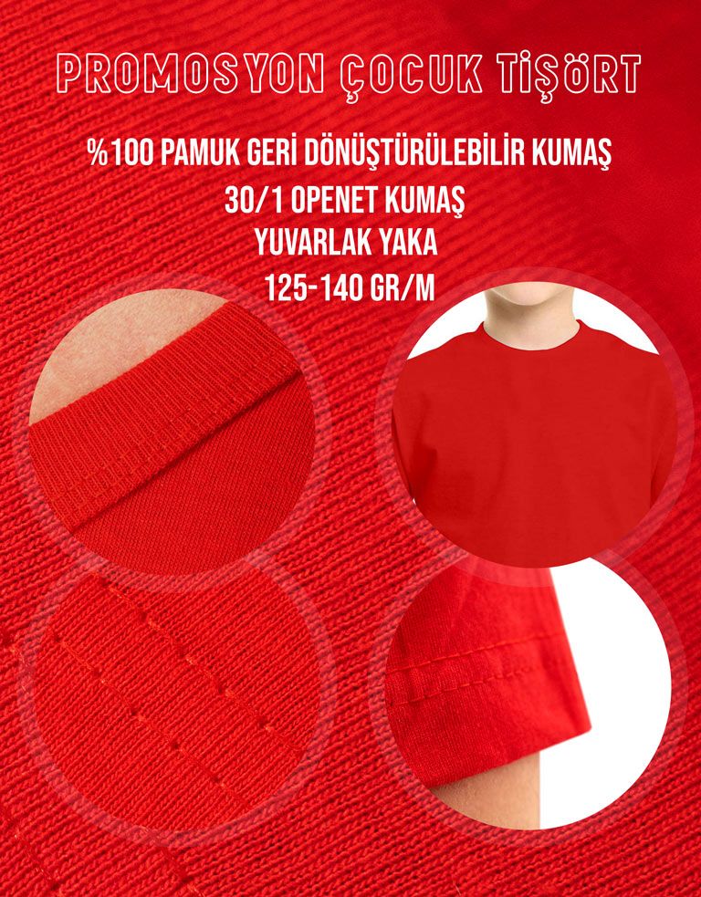 Moon Star Printed Red Kid T-Shirt - 1000 - Single Color Printing