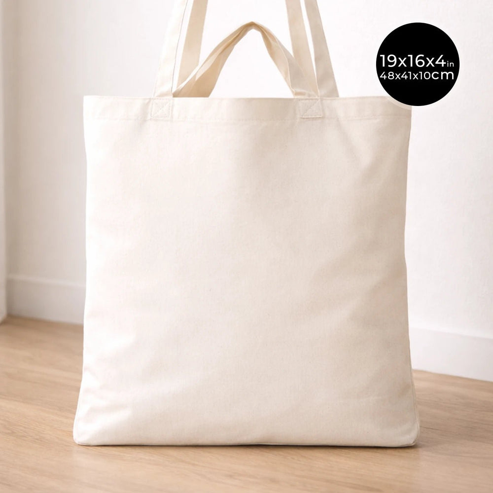 Raw Cotton Shopping Tote Bag – 19"W x 16"H x 4"D Reusable Market Bag - Pamusan.com