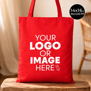 Red Canvas Custom Tote Bags 14"W x 16"H – Personalized Cotton Shopping & Gift Bags - Pamusan.com