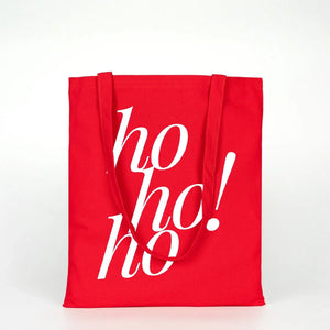 Red Canvas New Year Tote Bag – Ho Ho Ho Printed Holiday Design - Pamusan.com