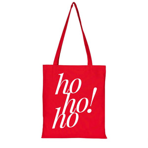 Red Canvas New Year Tote Bag – Ho Ho Ho Printed Holiday Design - Pamusan.com