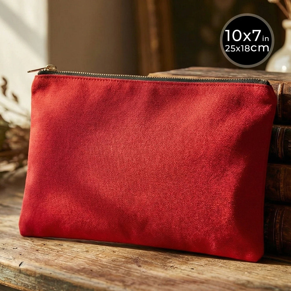 Red Canvas Zippered Clutch Pouch – 10" × 7" (25 × 18 cm) – 10 oz - Pamusan.com