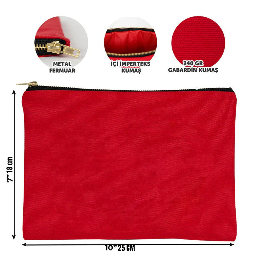 Red Canvas Zippered Clutch Pouch – 10" × 7" (25 × 18 cm) – 10 oz - Pamusan.com