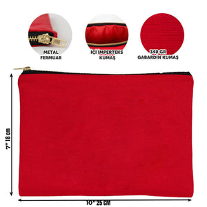 Red Canvas Zippered Clutch Pouch – 10" × 7" (25 × 18 cm) – 10 oz - Pamusan.com