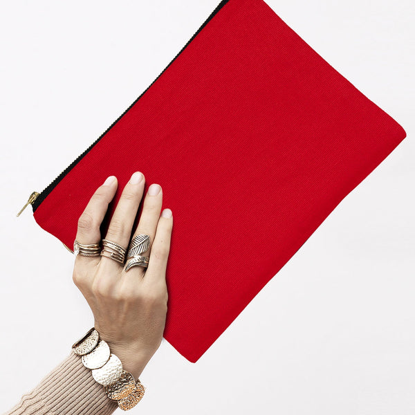 Red Canvas Zippered Clutch Pouch – 10" × 7" (25 × 18 cm) – 10 oz - Pamusan.com