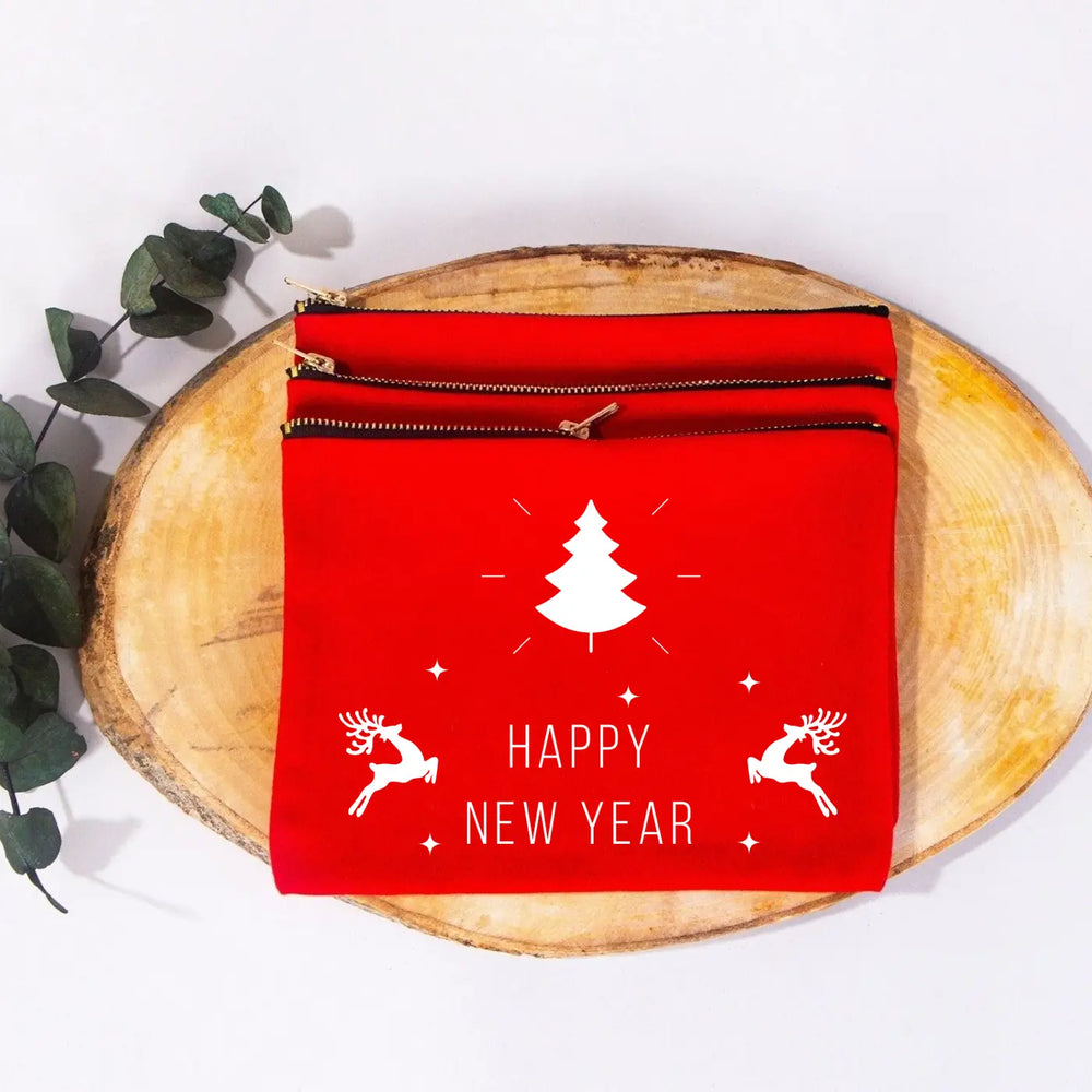 Festive Holiday Red Clutch Bag – New Year Printed Design for Gifting and Celebrations