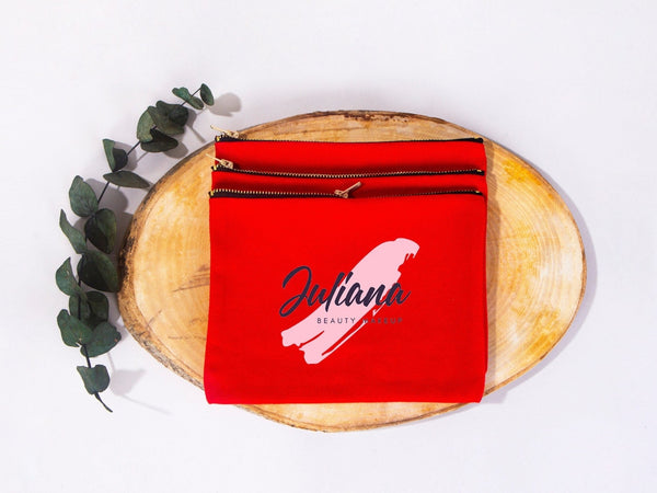 Red Clutch Bag 8"x6" – Custom Logo Makeup & Cosmetic Pouch, Bridesmaid Gift - Pamusan.com