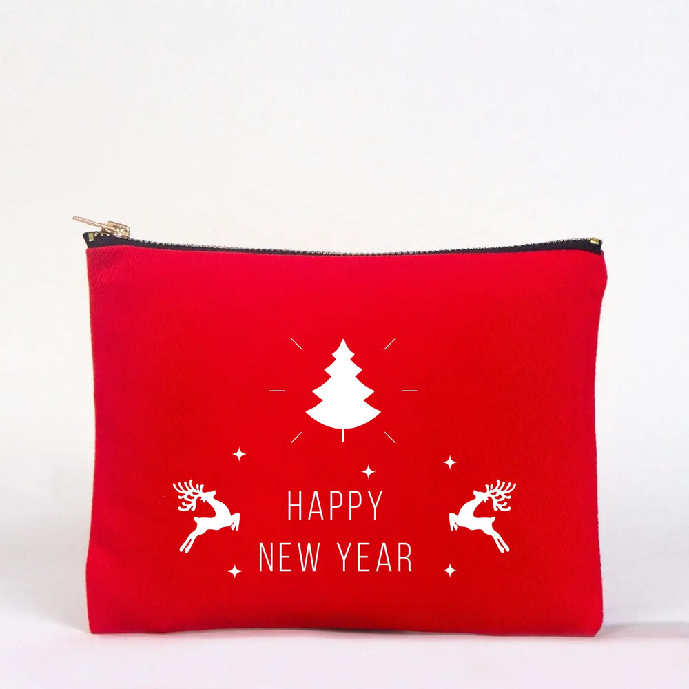 Festive Holiday Red Clutch Bag – New Year Printed Design for Gifting and Celebrations