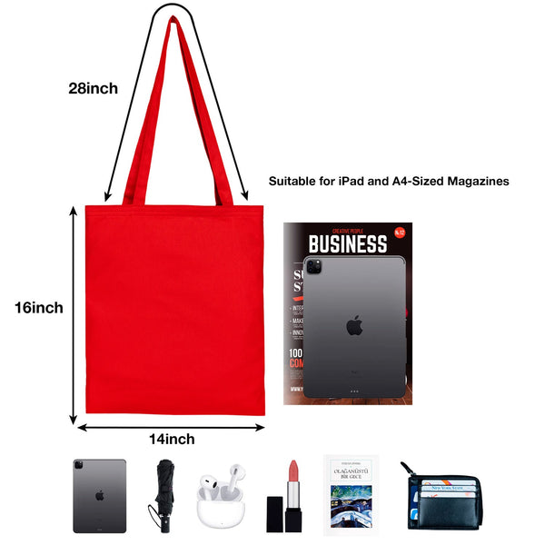 Red Cotton Tote Bag – 8 oz, Durable, Reusable & Eco - Friendly - Pamusan.com