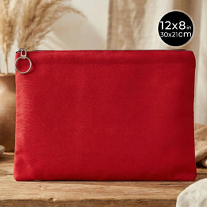 Red Cotton Zippered Clutch Pouch – 12" × 8" (30 × 21 cm) – 10 oz Fabric - Pamusan.com