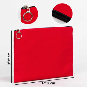 Red Cotton Zippered Clutch Pouch – 12" × 8" (30 × 21 cm) – 10 oz Fabric - Pamusan.com