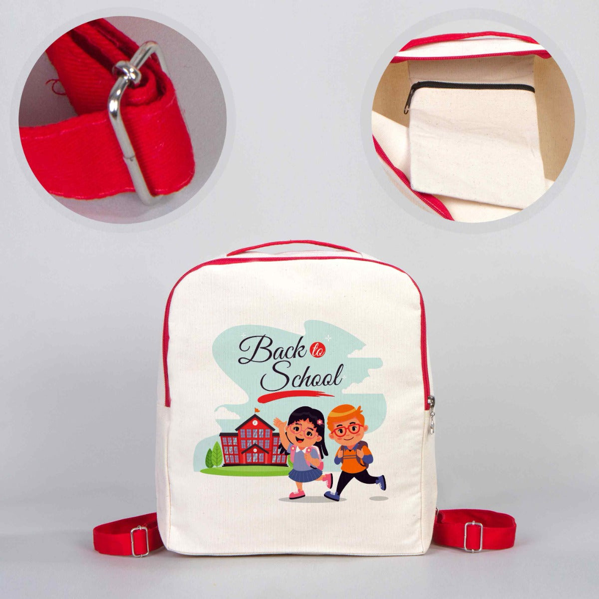 Red Handle VIP Canvas Backpack 10"W x 13"H x 4"L (25 cm x 32 cm x 10 cm) -  (Customize)