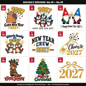Red New Year Canvas Tote Bag 14" × 16" (35 × 40 cm) – Penguin Family 2027 Print, Custom Holiday Gift Bag - Pamusan.com