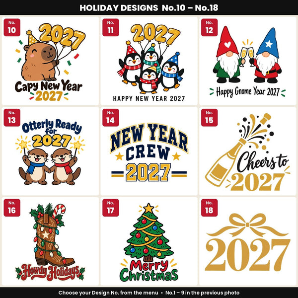 Red New Year Canvas Tote Bag 14" × 16" (35 × 40 cm) – Penguin Family 2027 Print, Custom Holiday Gift Bag - Pamusan.com